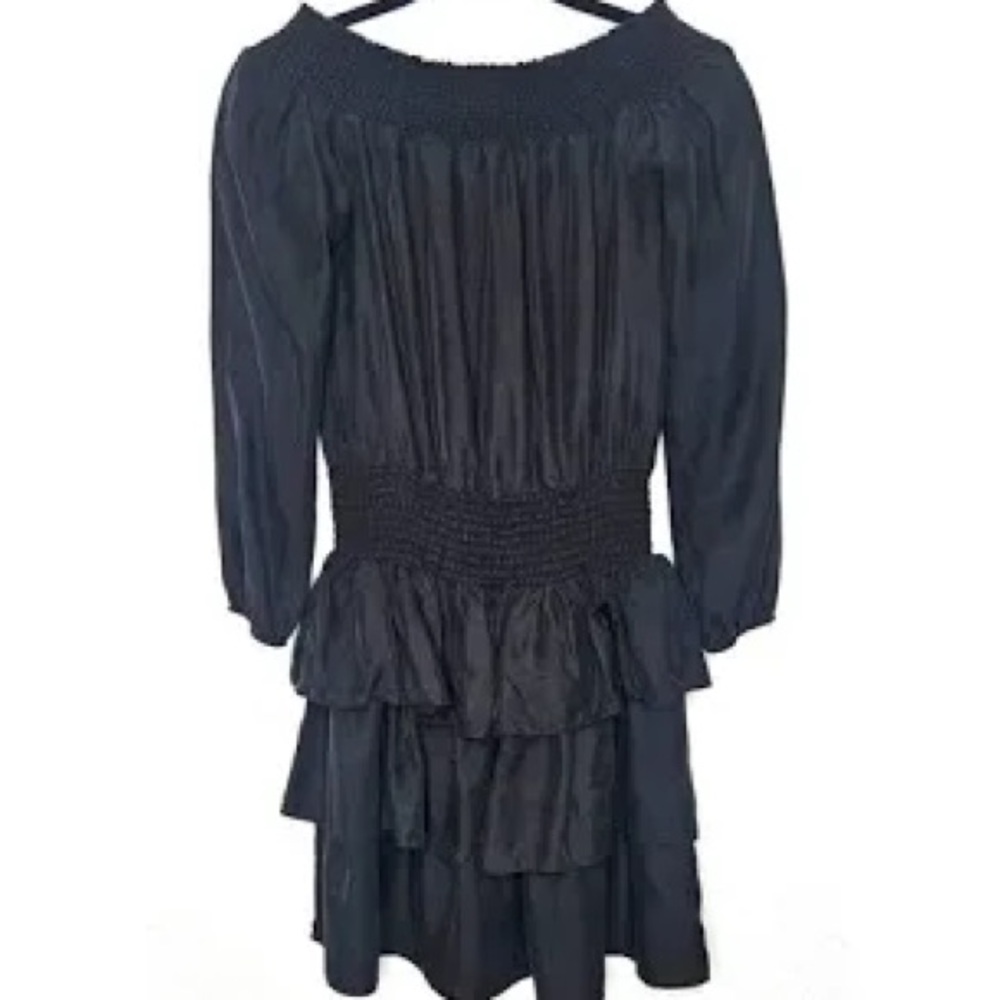 MICHAEL KORS Silk Sunari Smocked Ruffled Dress Sz S